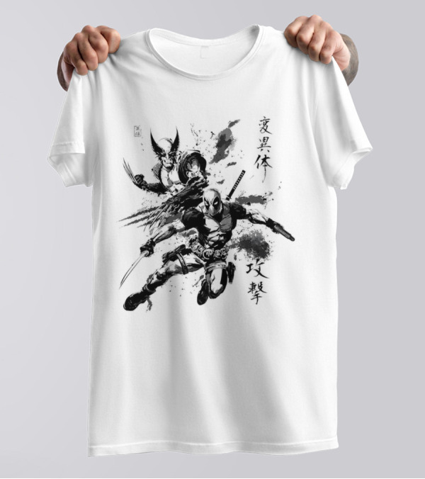 Deadpool Wolverine 戦う 変異体 攻撃 T-Shirt