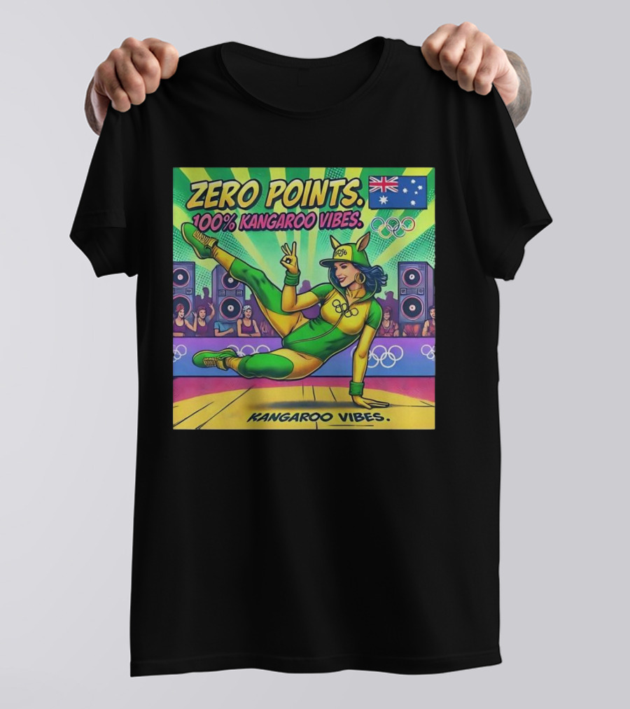 Zero Points 100 Percent Kangaroo Vibes Australia Flag Olympic T-Shirt
