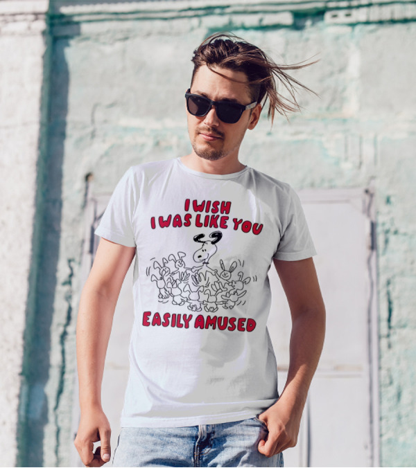 Snoopy I Wish I Was Like You Easily Amused Dancing Bunnies T-Shirt
