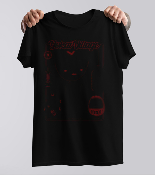 Yokai Village Japanese One-Eyed Guardian With Lantern And Lucky Cat T-Shirt