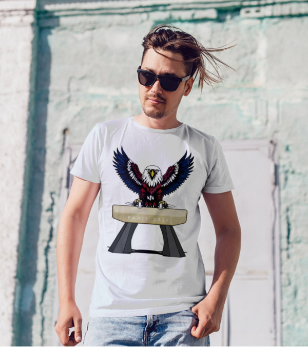 American Eagle Pommel Horse Paris 2024 Gymnastics Emblem T-Shirt