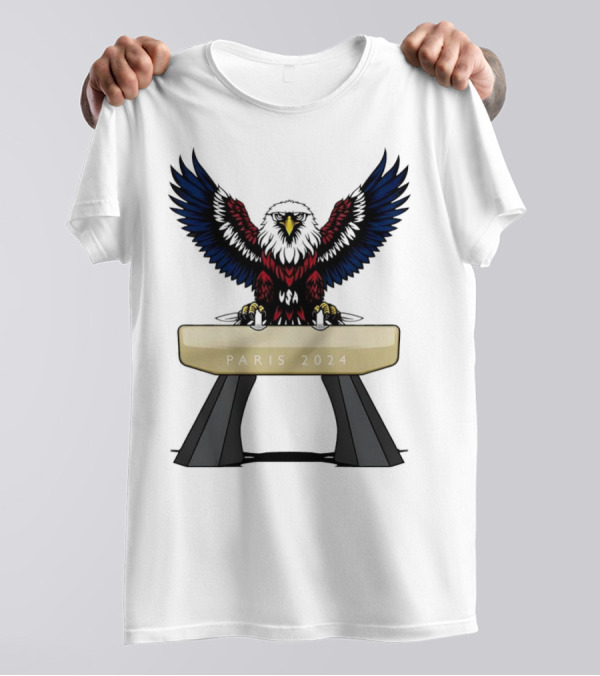 American Eagle Pommel Horse Paris 2024 Gymnastics Emblem T-Shirt