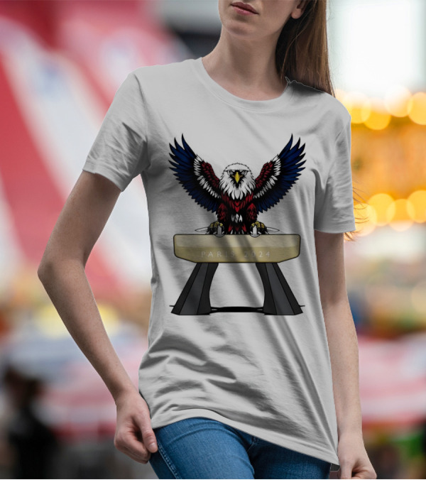 American Eagle Pommel Horse Paris 2024 Gymnastics Emblem T-Shirt