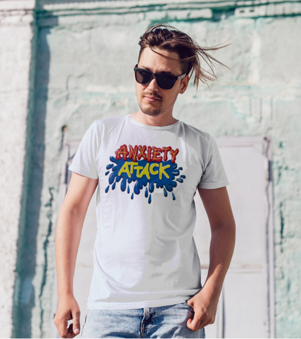 Anxiety Attack Bright Comic Style Text With Blue Splashes T-Shirt