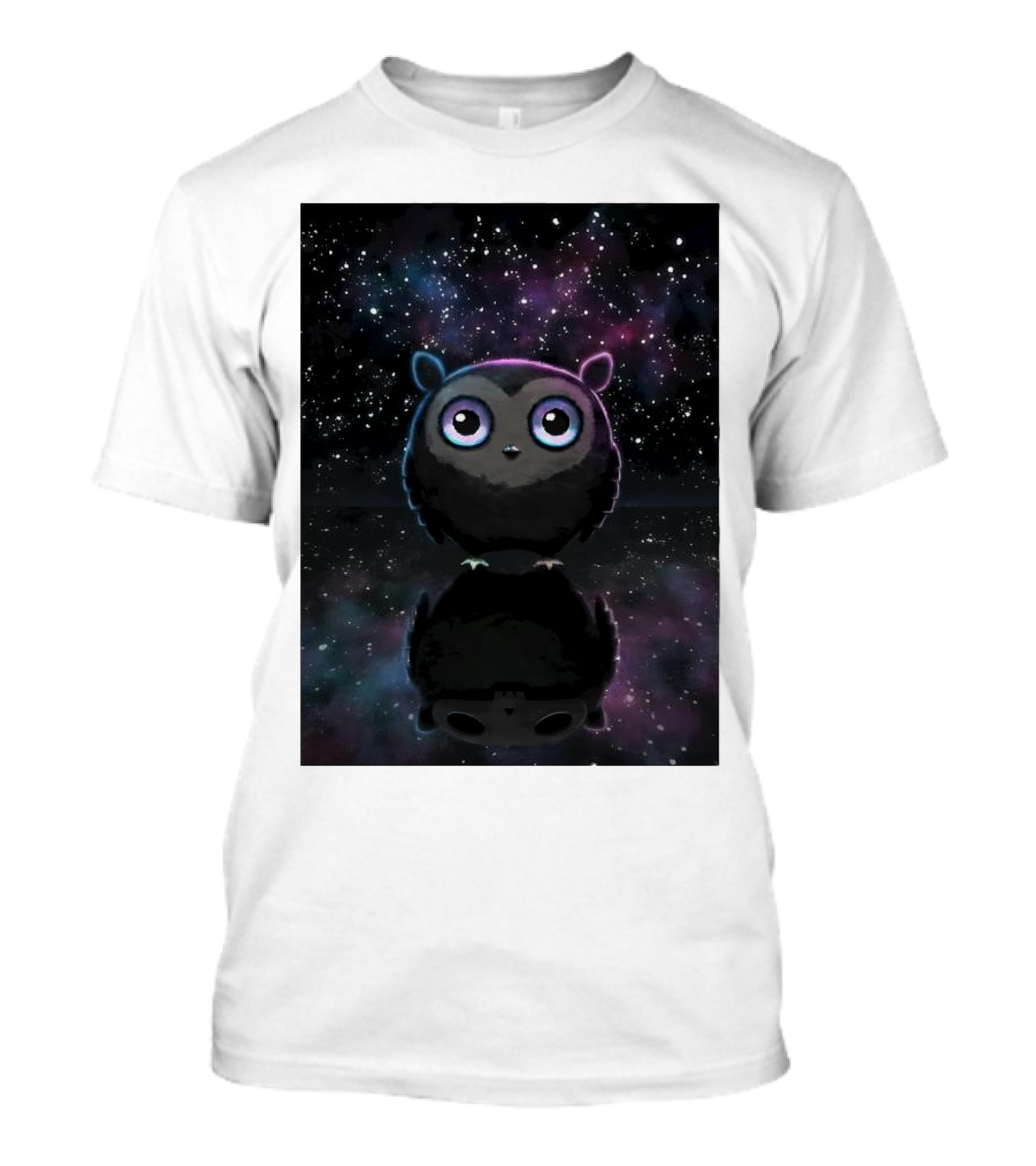 Galaxy Owl Cosmic Night Sky Twilight Reflections T-Shirt