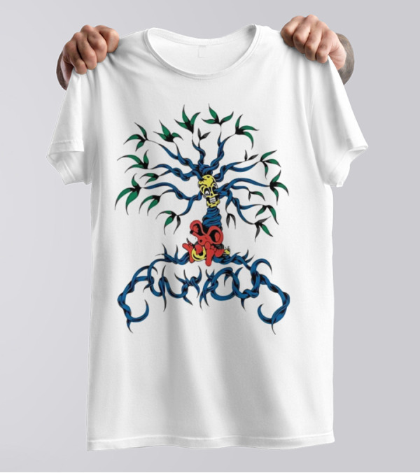 Anxious Mouse Blue Tree With Yellow Skull T-Shirt