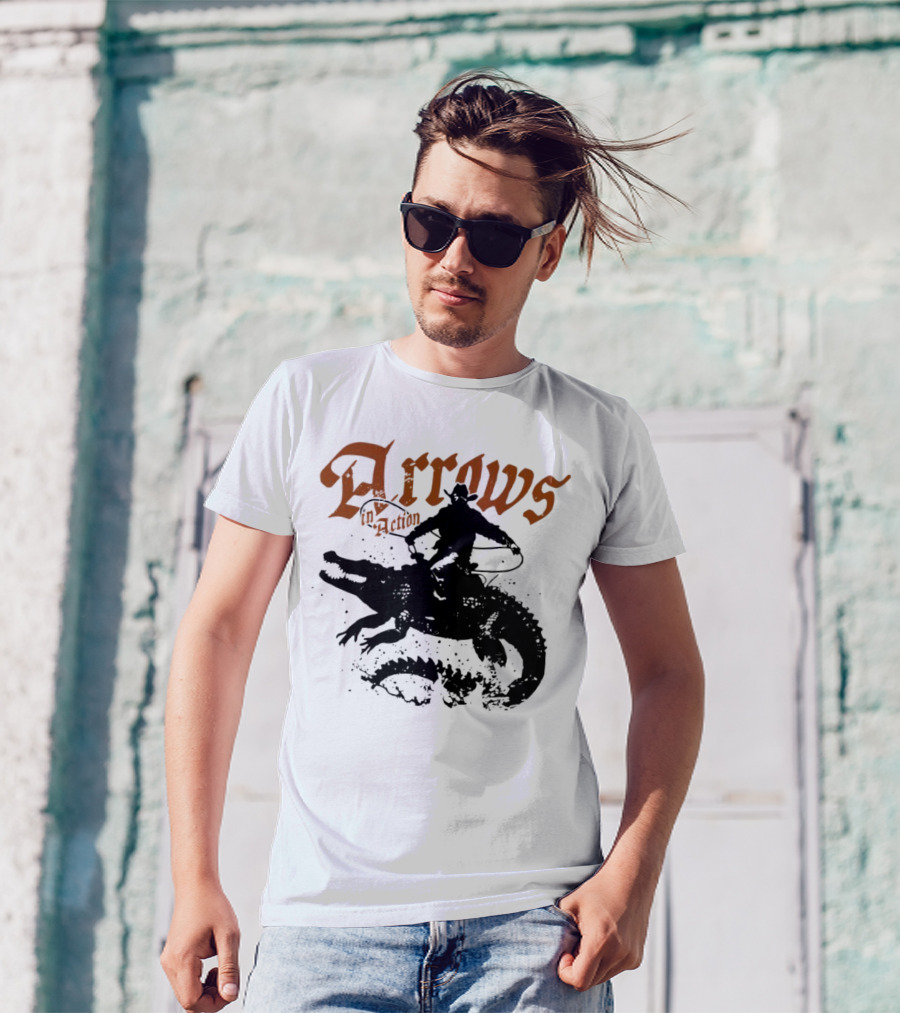 Arrows In Action Cowboy Riding Alligator T-Shirt