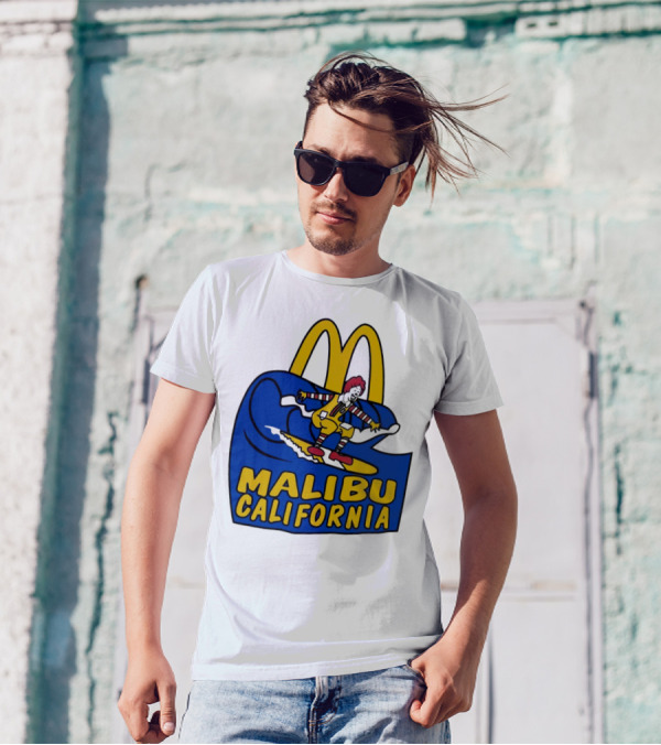McDonald’s Clown Surfing Malibu California Waves T-Shirt