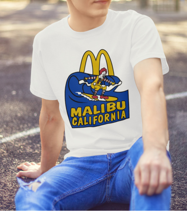 McDonald’s Clown Surfing Malibu California Waves T-Shirt