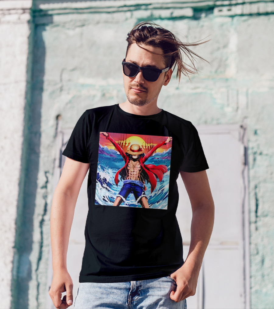 One Piece Monkey D. Luffy Four Emperor Epic Ocean Battle Scene T-Shirt