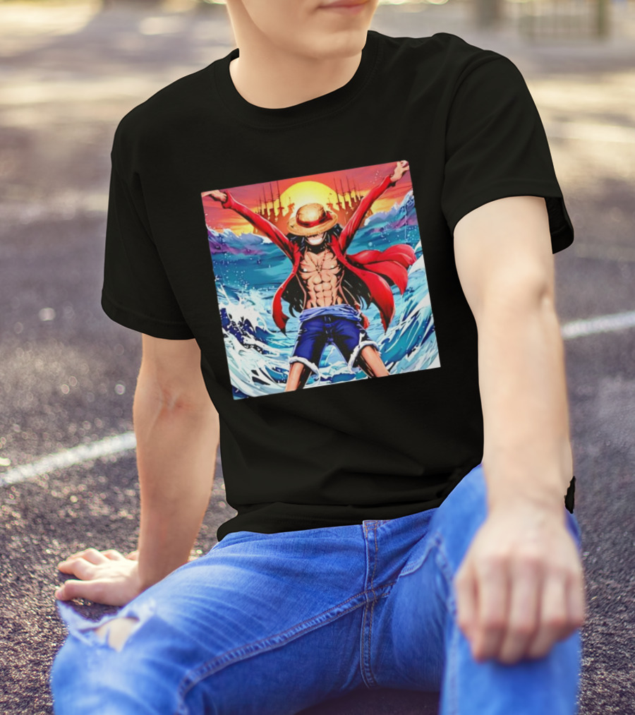 One Piece Monkey D. Luffy Four Emperor Epic Ocean Battle Scene T-Shirt