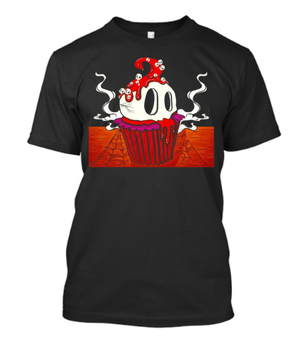 Skull Cupcake With Blood Halloween Spooky Web T-Shirt