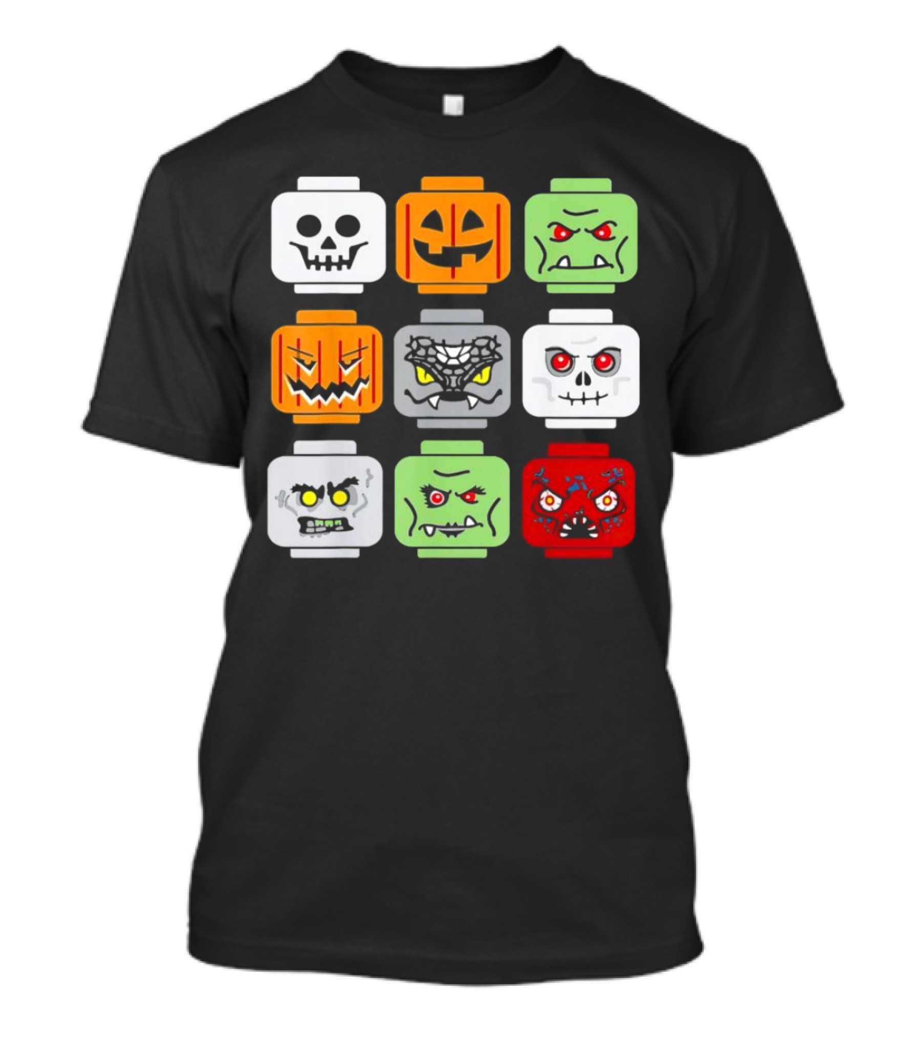 Halloween Building Brick Head Pumpkin Ghost Zombie Friends Lego T-Shirt