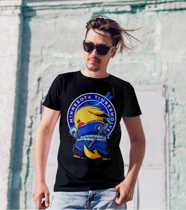 Minnesota Timberwolves Pikachu Uchiha Sasuke Crossover Lightning T-Shirt