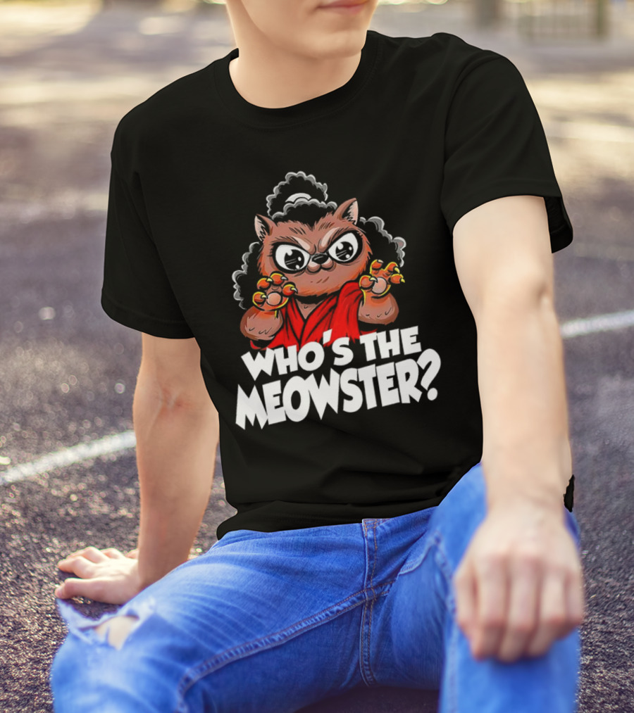 Who's The Meowster X Sho Nuff The Last Dragon Inspired Cat Character T-Shirt