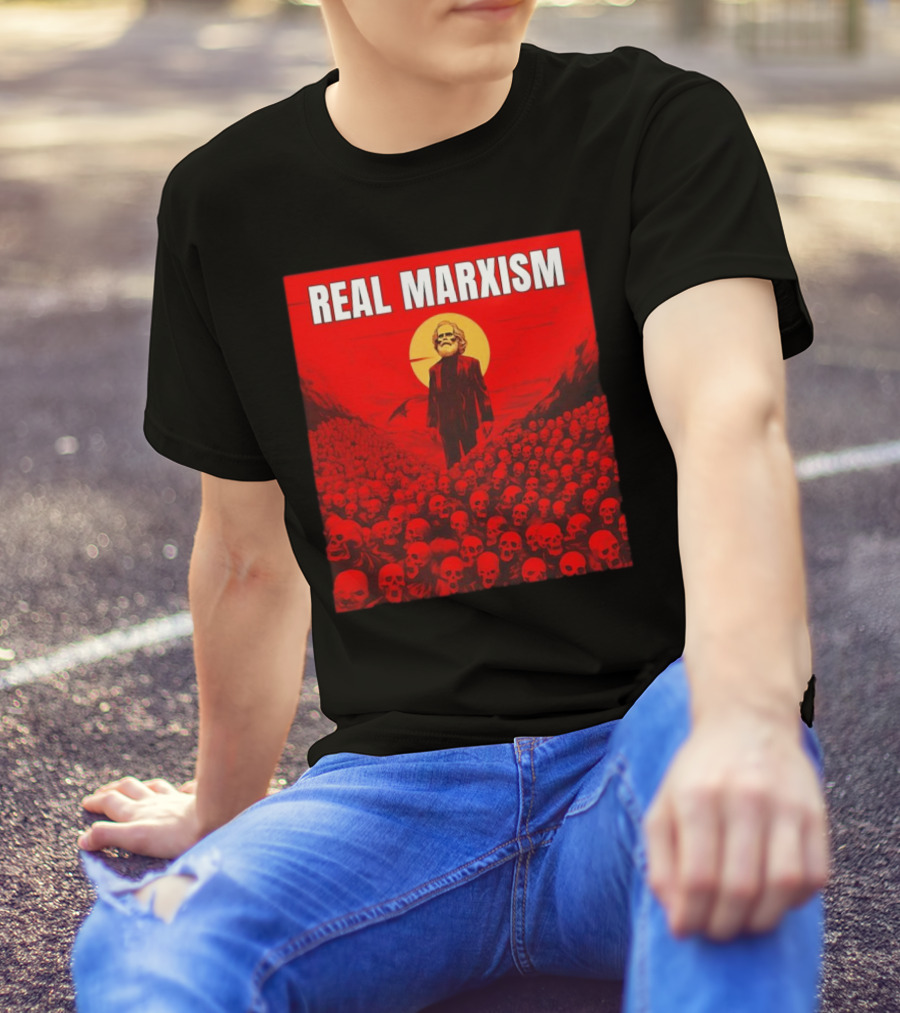 Karl Marx Real Marxism Surrounded By Skulls T-Shirt