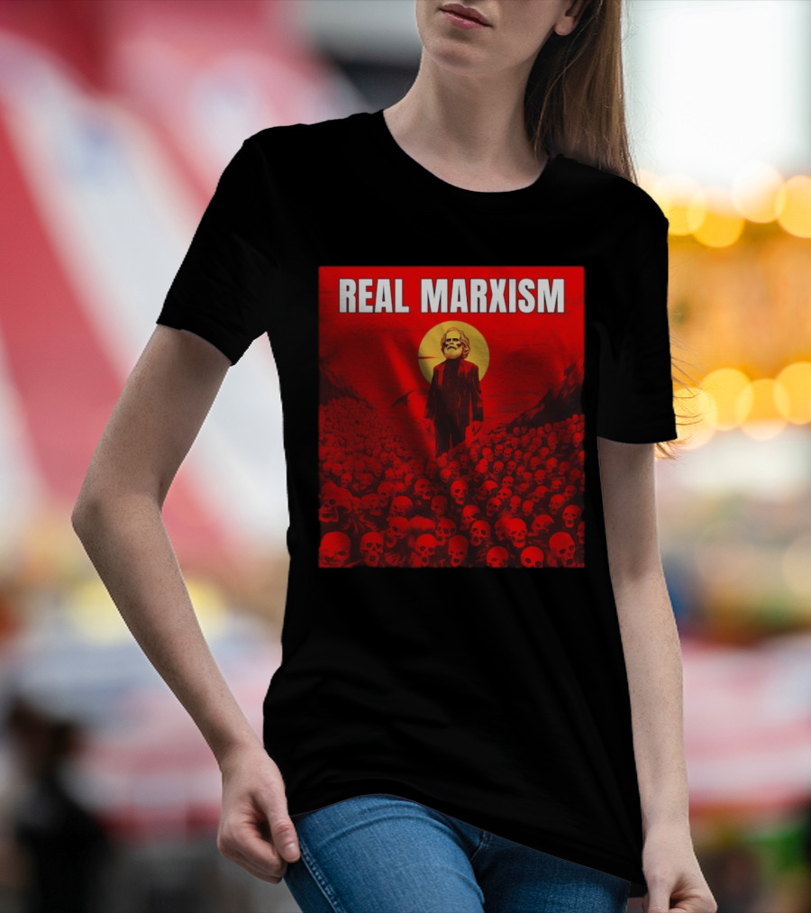 Karl Marx Real Marxism Surrounded By Skulls T-Shirt