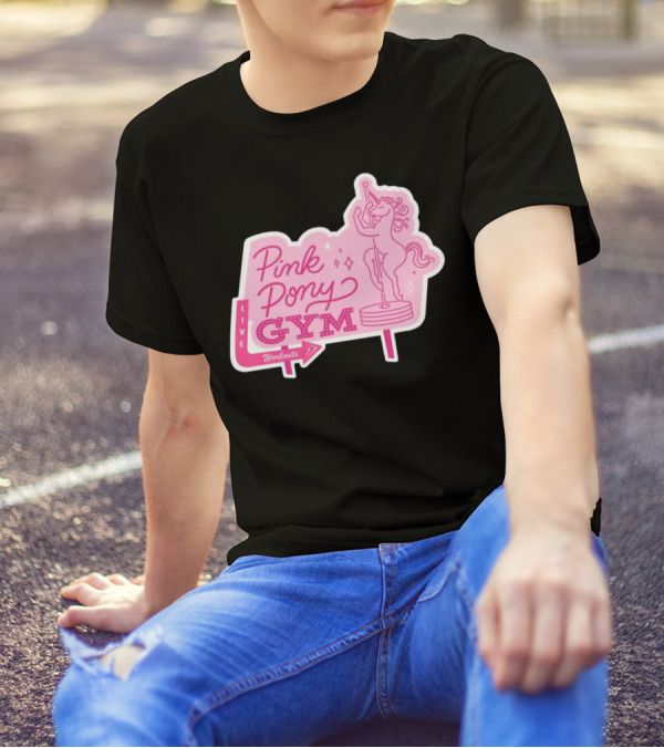 Pink Pony Gym Live Workouts Unicorn Pole Fitness T-Shirt