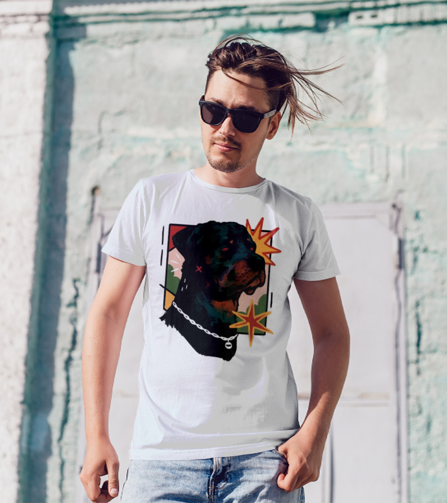 Rottweiler Pop Art Style With Starburst Elements T-Shirt