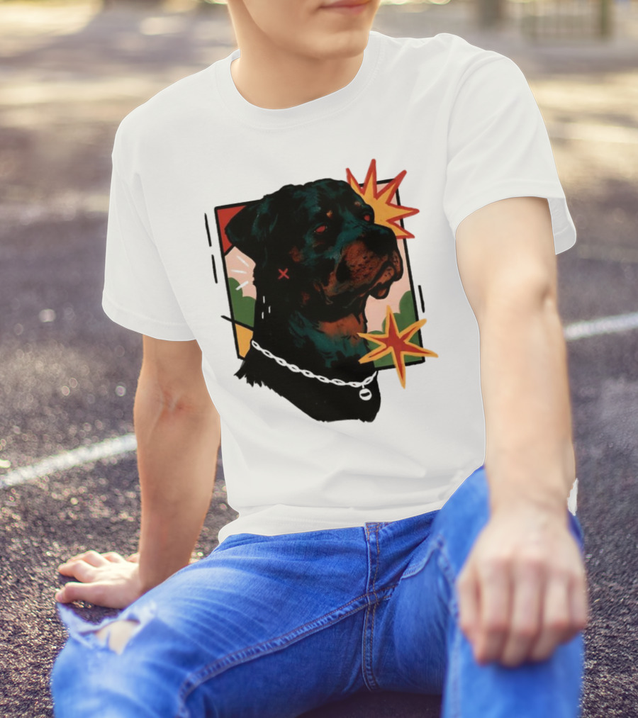 Rottweiler Pop Art Style With Starburst Elements T-Shirt