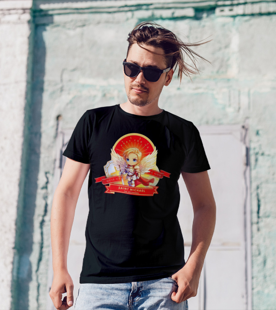 Saint Michael The Archangel Pray For Us Quis Ut Deus Cartoon T-Shirt