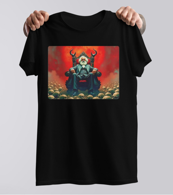 Communists Want To Abolish Intellectual Property Karl Marx Throne Of Skulls And Flames T-Shirt