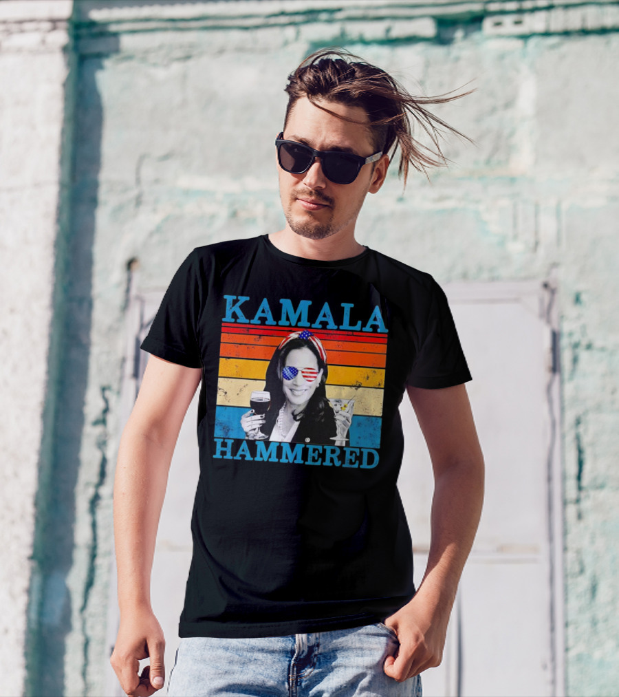 Kamala Hammered Vintage Beer Cocktail American Flag T-Shirt