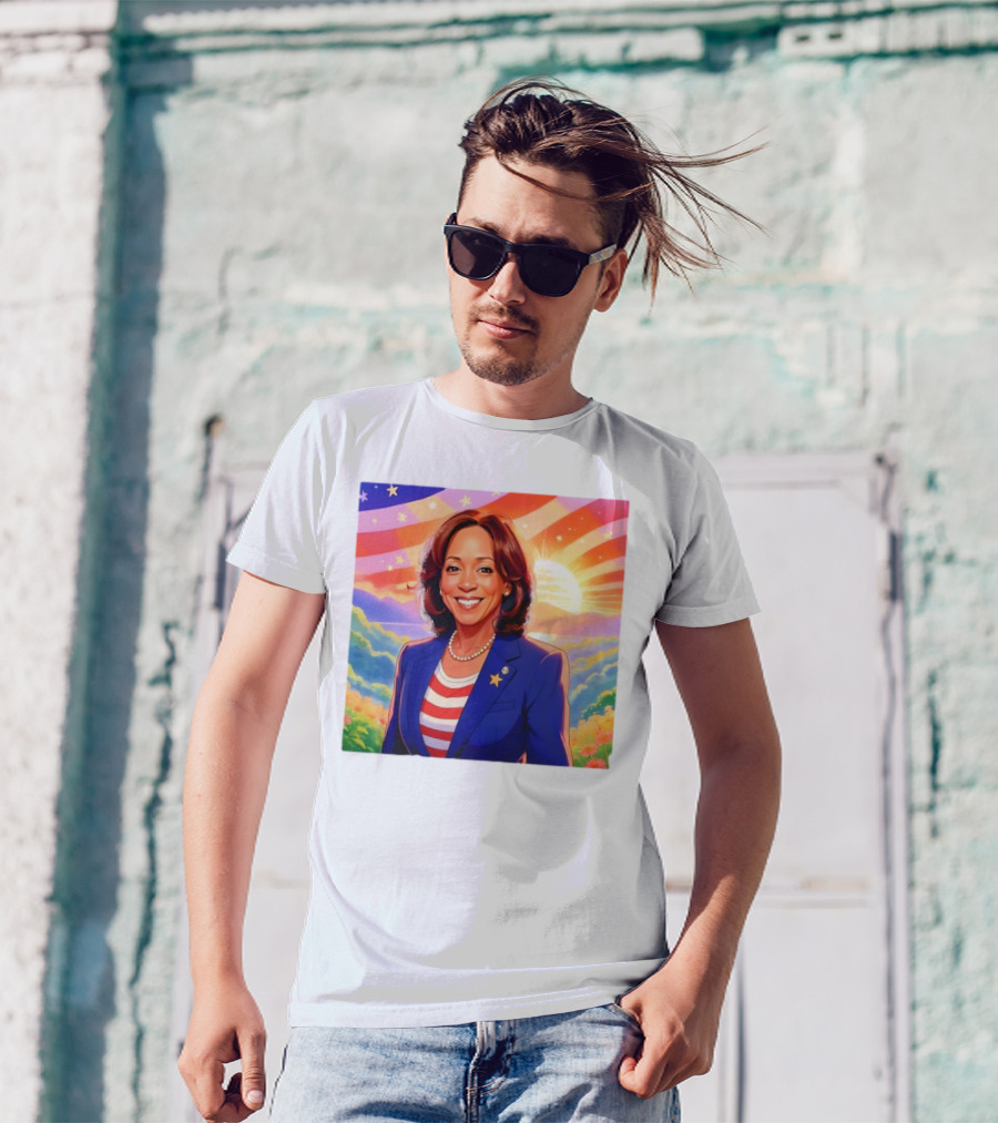 Kamala Harris Gorgeous It's Morning In America Sunburst Flag Scene T-Shirt