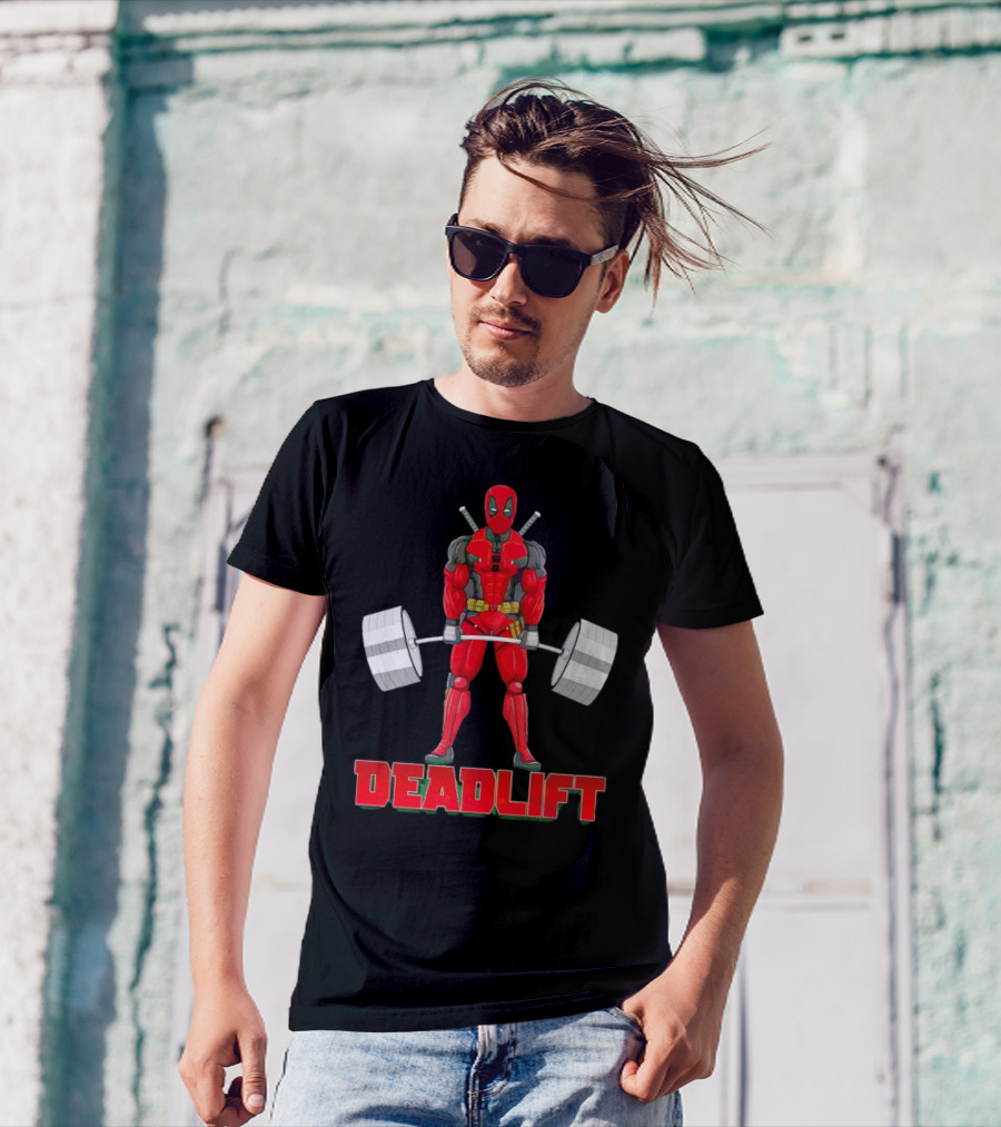 Deadpool Deadlift Gym Fitness Comic Character Strength Training T-Shirt