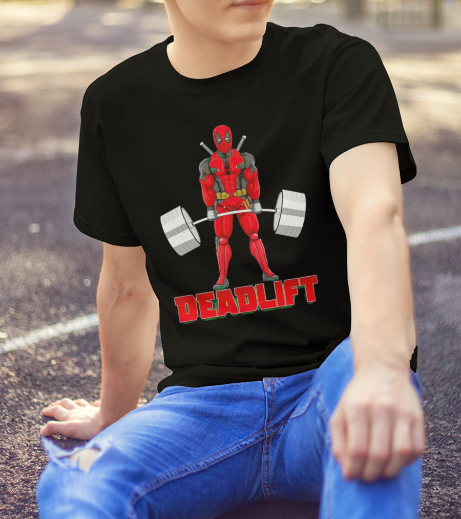 Deadpool Deadlift Gym Fitness Comic Character Strength Training T-Shirt