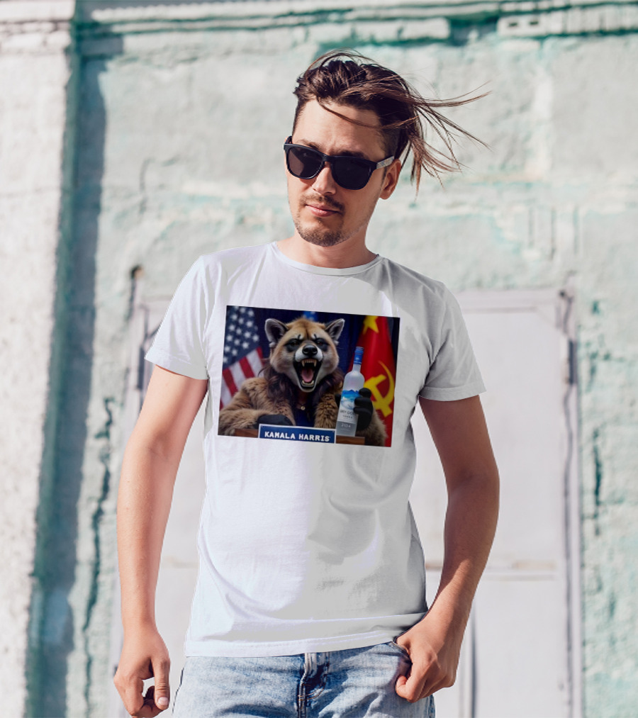 Kamala Harris Fox With Grey Goose Vodka 2024 Russia Flag American Flag T-Shirt