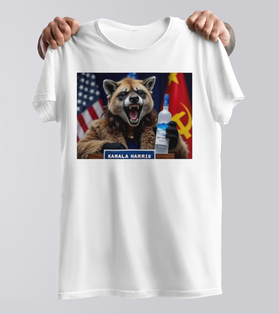 Kamala Harris Fox With Grey Goose Vodka 2024 Russia Flag American Flag T-Shirt