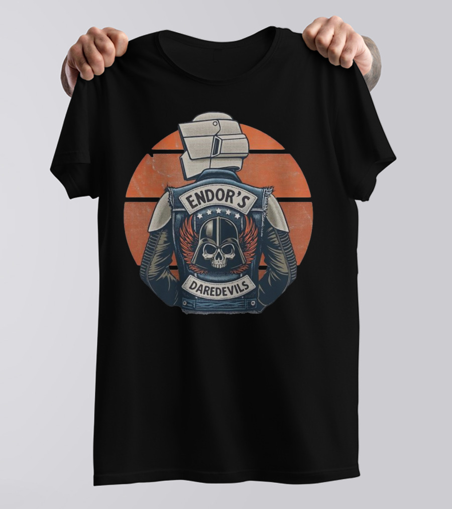 Imperial Biker Scout Club Endor’s Daredevils Vintage Skull Jacket T-Shirt