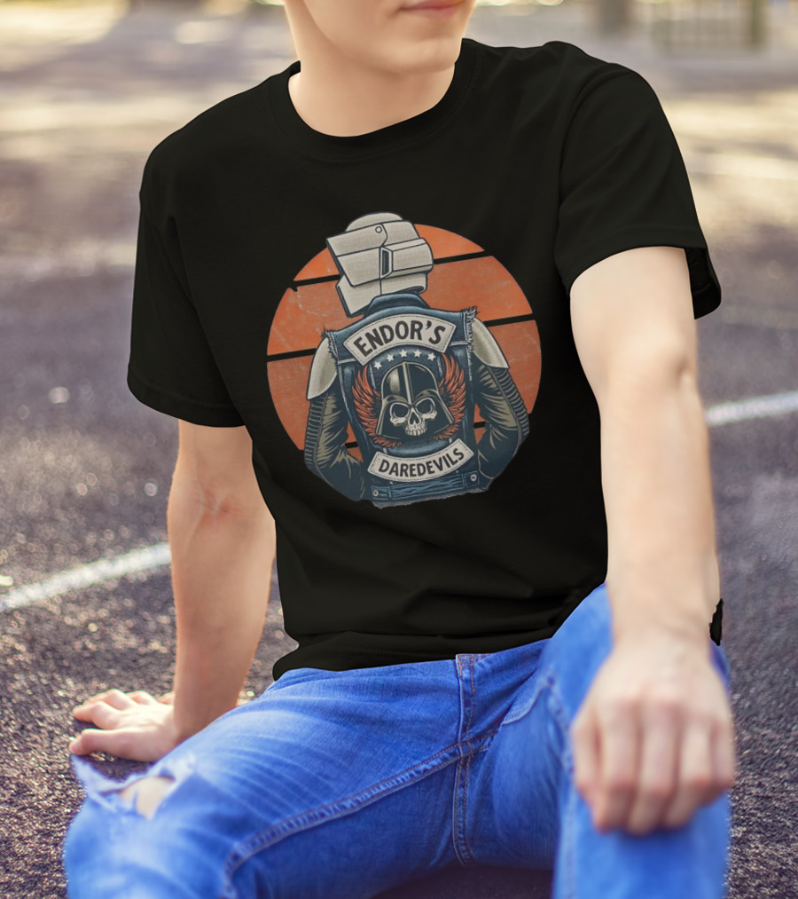 Imperial Biker Scout Club Endor’s Daredevils Vintage Skull Jacket T-Shirt