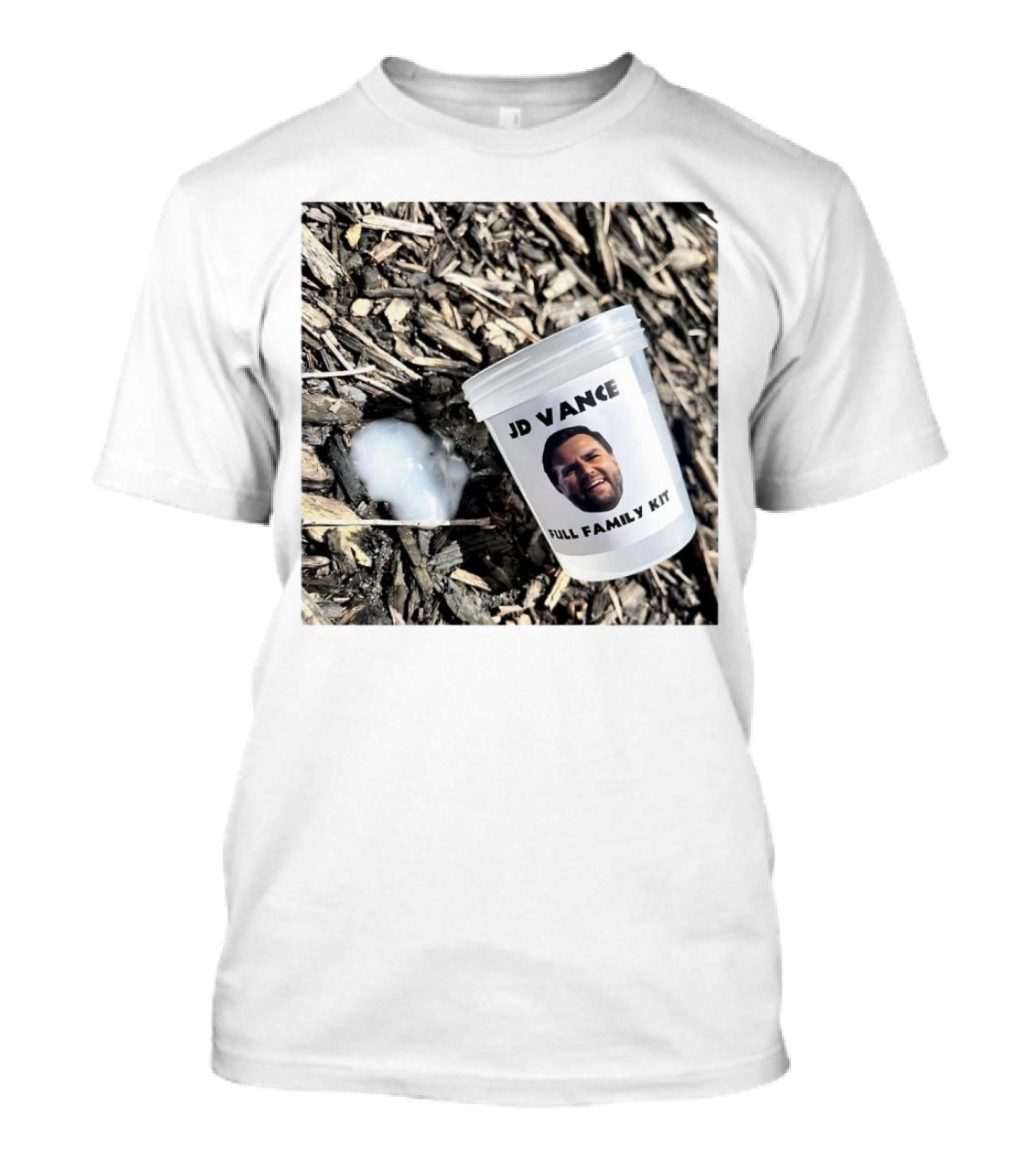 JD Vance Full Family Kit Weird Republicans Joke Container On Wood Chips T-Shirt
