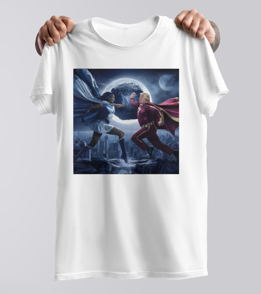 Kamala Harris Vs Trump Election 2024 Superhero Showdown In Epic Comic T-Shirt