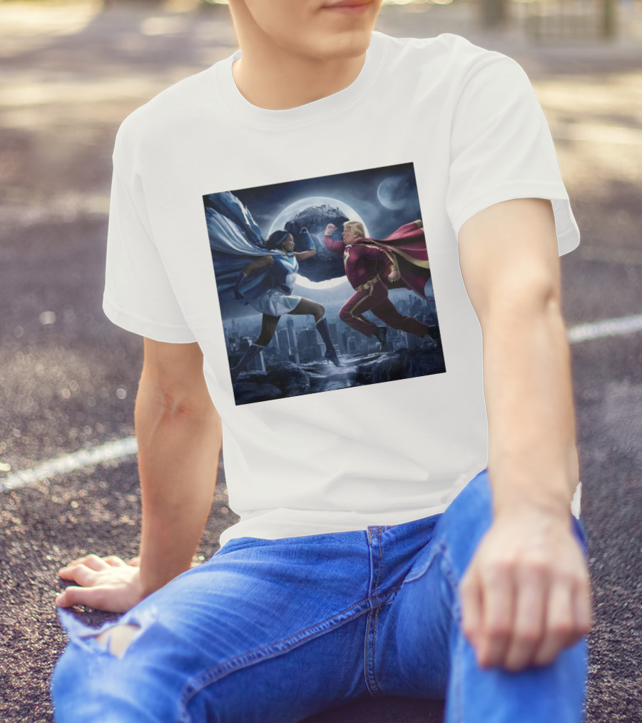 Kamala Harris Vs Trump Election 2024 Superhero Showdown In Epic Comic T-Shirt