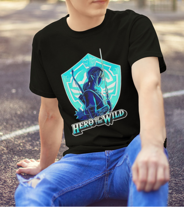 Hero Of The Wild Legend Of Zelda Link Blue Sword And Shield T-Shirt