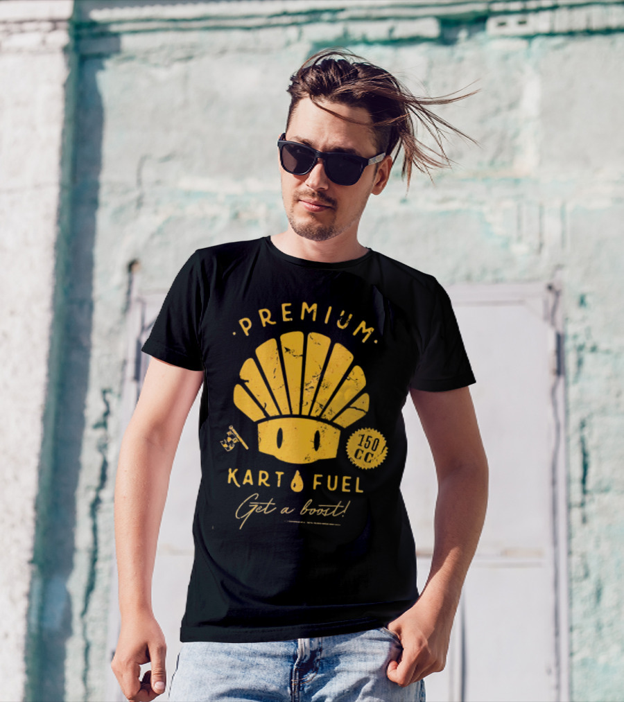Mario Kart Premium Yellow Shell Kart Fuel 150cc Get A Boost T-Shirt