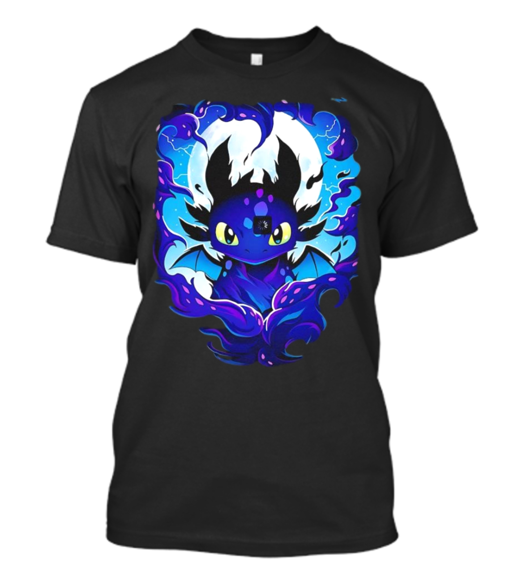 Night Fury Darkness Dragon Cartoon Electric Blue Aura T-Shirt