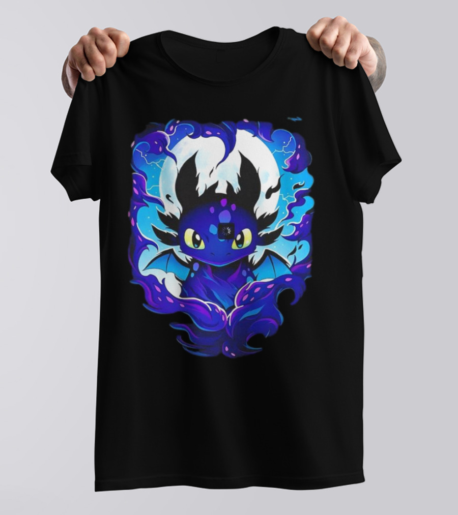 Night Fury Darkness Dragon Cartoon Electric Blue Aura T-Shirt