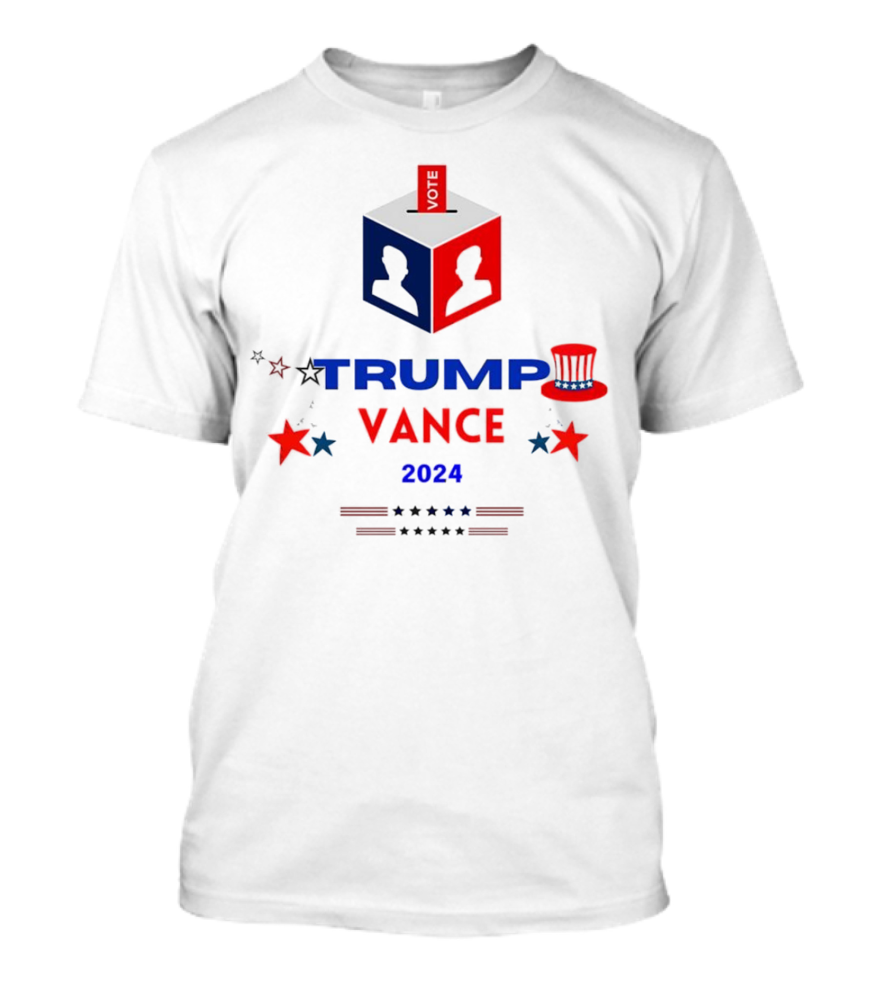 Vote Trump Vance 2024 Red Blue Cube Stars Hat T-Shirt