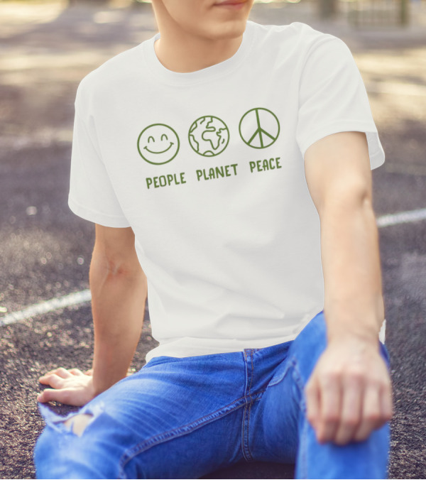 People Planet Peace Smiley Earth Peace Sign Collection T-Shirt