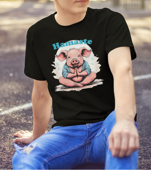 Hamaste Schwein Yoga Namaste Nationaler Humor T-Shirt