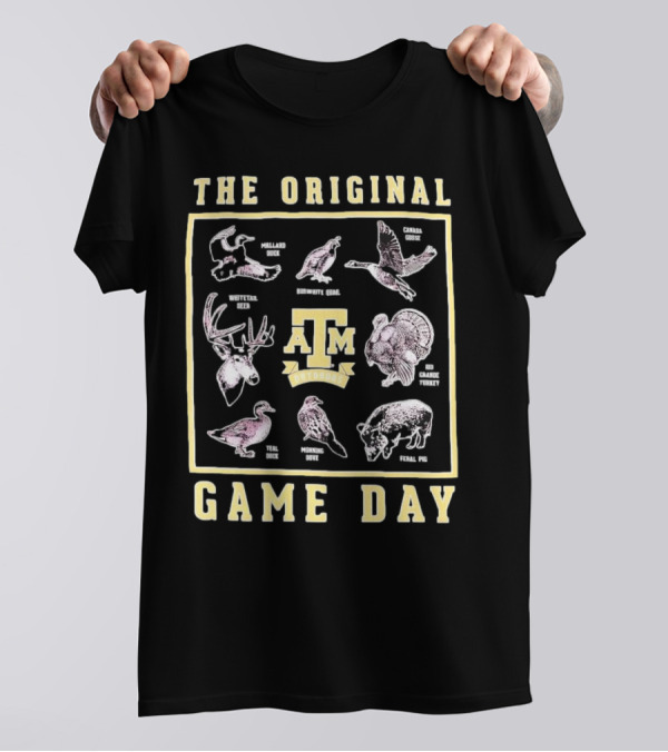 The Original Game Day Texas A&M Outdoors Whitetail Deer Mallard Duck Rio Grande Turkey T-Shirt