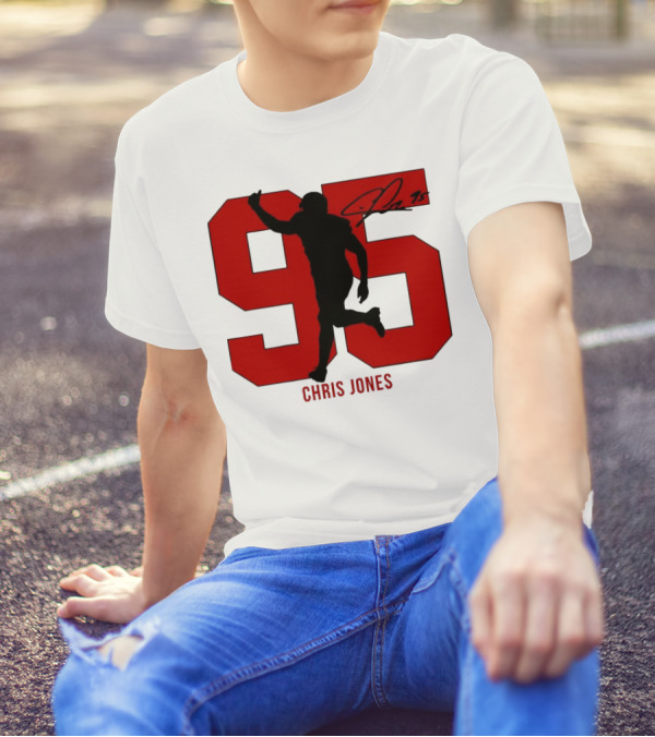 Chris Jones 95 Kansas City Chiefs Silo Signature Action Number T-Shirt