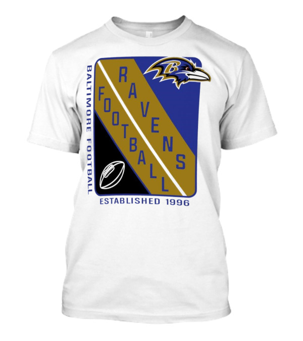 Baltimore Ravens Football Established 1996 Shield Logo Ravens Head T-Shirt