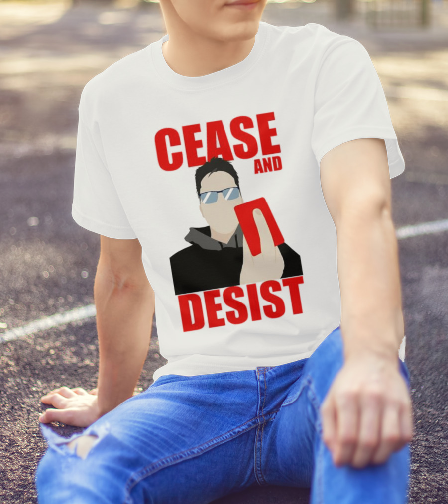 CEASE AND DESIST Red Card Warning T-Shirt