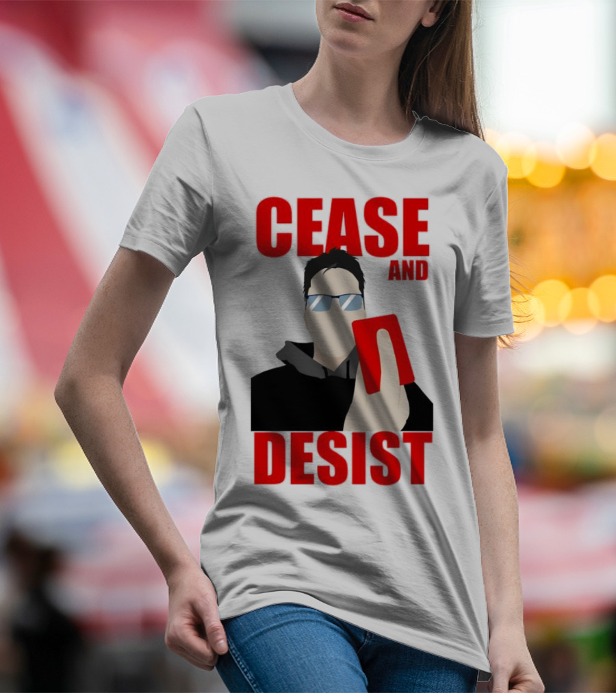 CEASE AND DESIST Red Card Warning T-Shirt