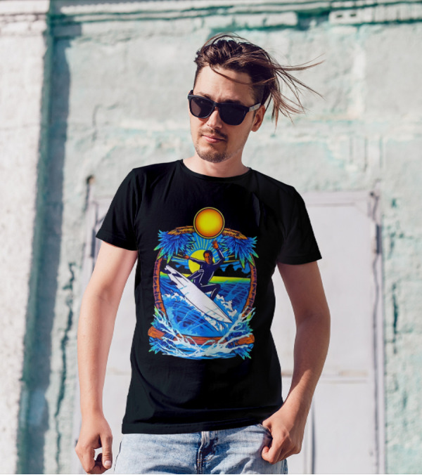 Chill With Water Surfing Under The Sun And Palm Trees T-Shirt